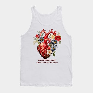 Embroidered creative flower human heart Tank Top